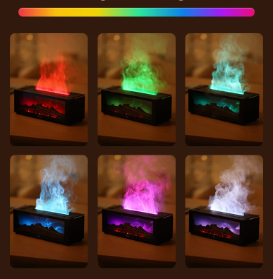 Fireplace Aroma Essential Oil Diffuser Colorful Flame Air Humidifier with Timer Remote for Home Bedroom Office Festival Gifts
