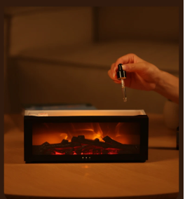 Fireplace Aroma Essential Oil Diffuser Colorful Flame Air Humidifier with Timer Remote for Home Bedroom Office Festival Gifts