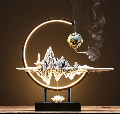 Electronic Backflow Ceramic Incense Burner Waterfall Household Hanging Indoor Incense Creative Zen Tea Ceremony Decoration