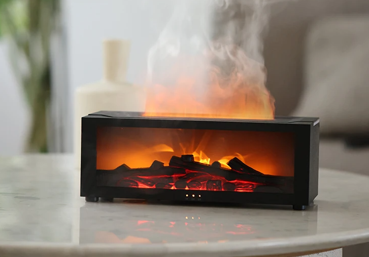 Fireplace Aroma Essential Oil Diffuser Colorful Flame Air Humidifier with Timer Remote for Home Bedroom Office Festival Gifts