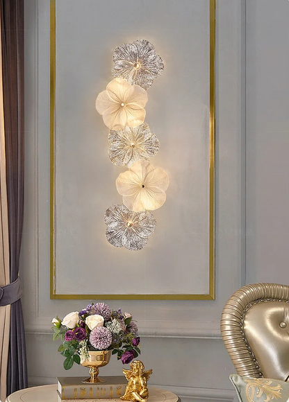 French Living Room Wall Lamp Creative Light Luxury Warm Romantic Petal Glass Lamp High-end Dining Room Bedroom Ceiling Lamp