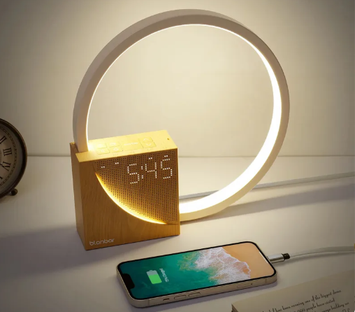 Bedside Lamp Touch Table Lamp With Natural Sounds, Desk Lamp With Alarm Clock, Touch Control 3 Levels Brightness Home Decor