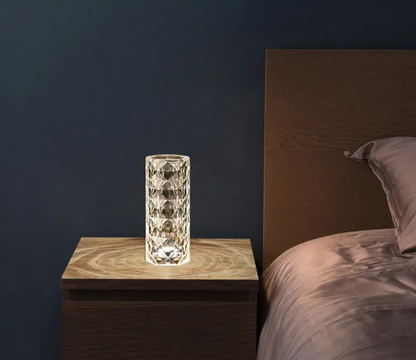 Nordic Crystal Lamp USB Table Lamps Bedroom Touch Dimming Atmosphere Diamond Night Light Rose Projector Lamp Decor