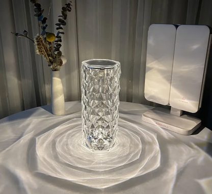 Nordic Crystal Lamp USB Table Lamps Bedroom Touch Dimming Atmosphere Diamond Night Light Rose Projector Lamp Decor