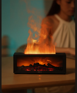 Fireplace Aroma Essential Oil Diffuser Colorful Flame Air Humidifier with Timer Remote for Home Bedroom Office Festival Gifts